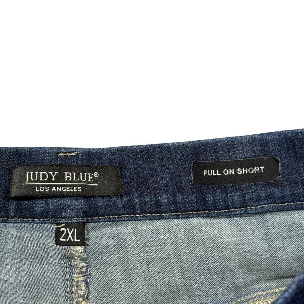 Judy Blue Pull On Short 2XL Dark Wash Cuffed Blue Denim High Rise Stretch Casual